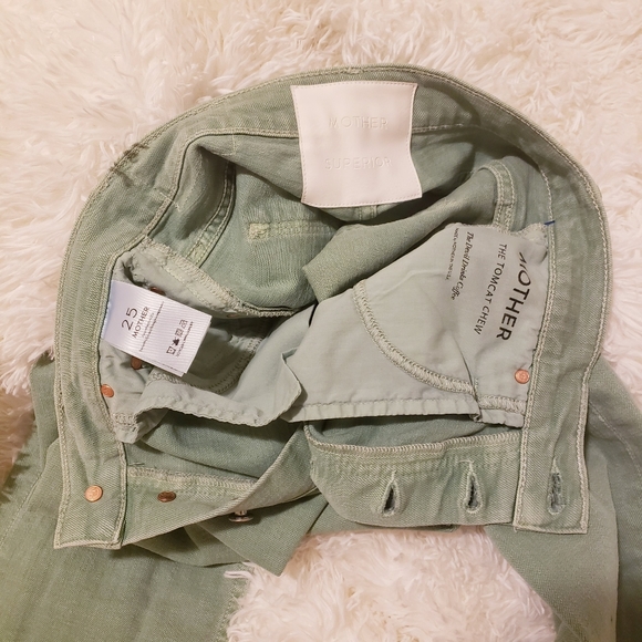 MOTHER Sage/Mint Green cropped tomcat jeans - Picture 11 of 11